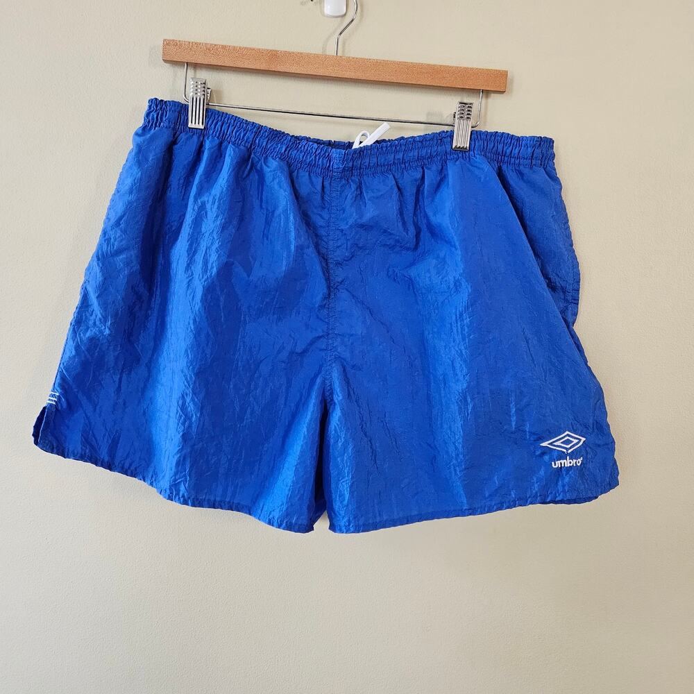 VTG Men's Umbro Soccer Shorts XL Blue 90s Sand Federation Beach Colorful USA
